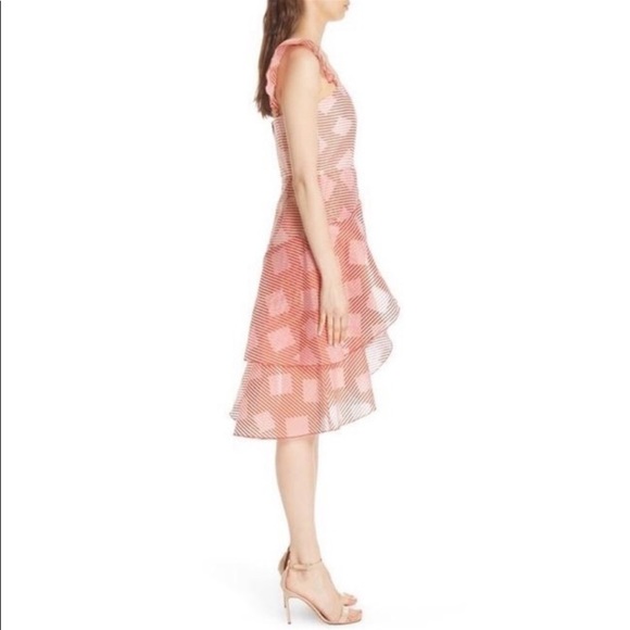 ALICE + OLIVIA Angelita Striped Ruffle Asymmetric Midi Dress - Picture 11 of 15